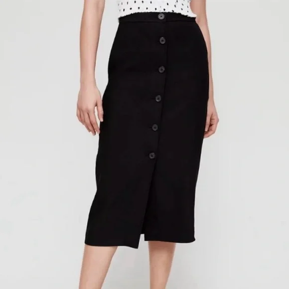 Aritzia Wilfred Charrière Button Front Linen Blend‎ Blaxn Midi Skirt - Picture 2 of 15